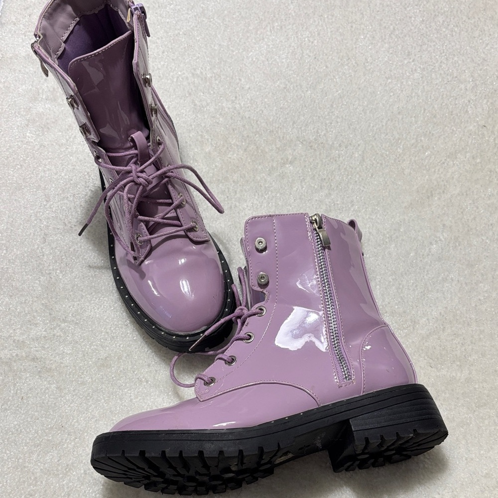 Nasty Gal Lavender Lace-Up Combat Boots